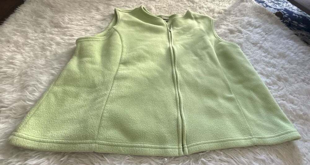 L.L. Bean Women's Full Zip Fleece Sleeveless Vest Light Green Size 2X